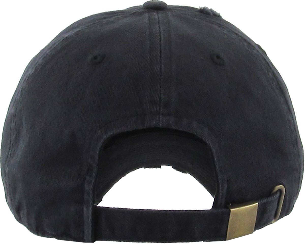 Pigment Washed Black Distressed Vintage Baseball Cap Back View